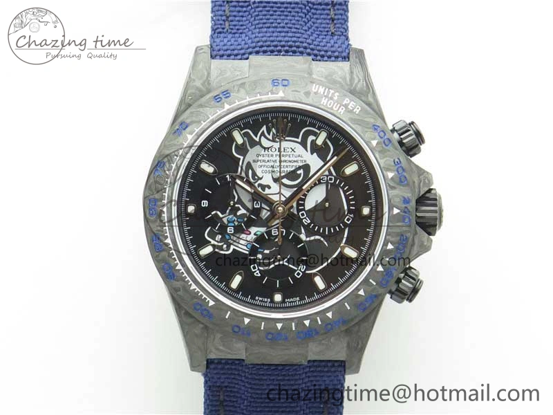 Daytona DIW Carbon OMF Best Edition Black Dial on Deep Blue Nylon Strap A4130