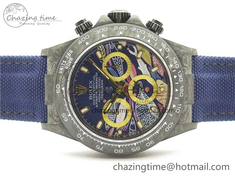 Daytona DIW Carbon OMF Best Edition Blue Paint Dial on Deep Blue Nylon Strap A4130