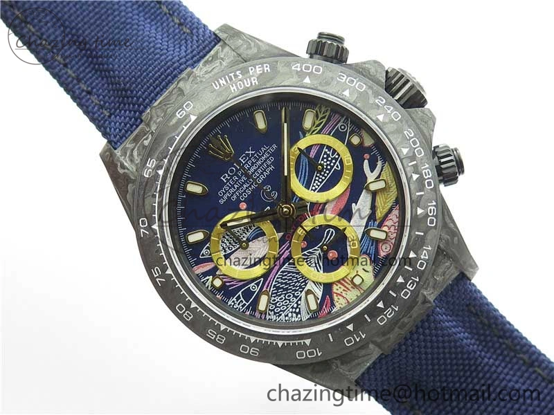 Daytona DIW Carbon OMF Best Edition Blue Paint Dial on Deep Blue Nylon Strap A4130