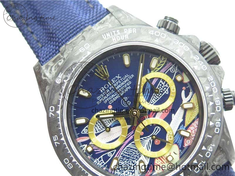 Daytona DIW Carbon OMF Best Edition Blue Paint Dial on Deep Blue Nylon Strap A4130