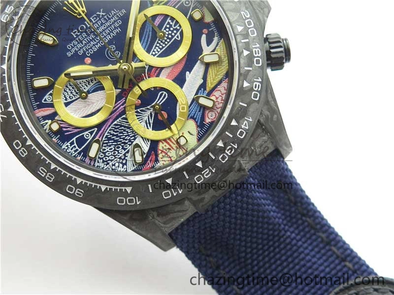 Daytona DIW Carbon OMF Best Edition Blue Paint Dial on Deep Blue Nylon Strap A4130