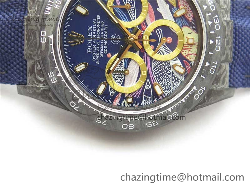 Daytona DIW Carbon OMF Best Edition Blue Paint Dial on Deep Blue Nylon Strap A4130