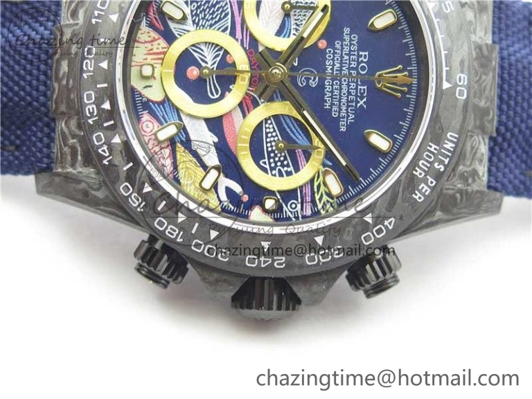 Daytona DIW Carbon OMF Best Edition Blue Paint Dial on Deep Blue Nylon Strap A4130