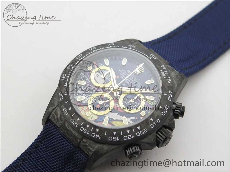 Daytona DIW Carbon OMF Best Edition Blue Paint Dial on Deep Blue Nylon Strap A4130