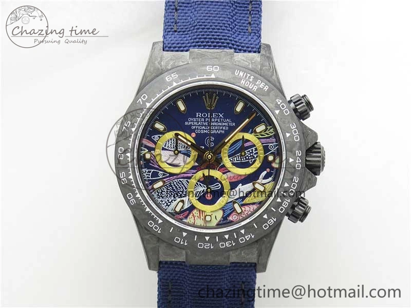 Daytona DIW Carbon OMF Best Edition Blue Paint Dial on Deep Blue Nylon Strap A4130