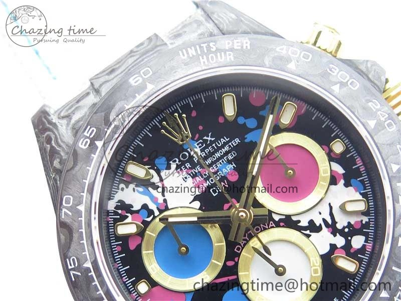 Daytona DIW Carbon OMF Best Edition Blue Pink White Dial on White Nylon Strap A4130