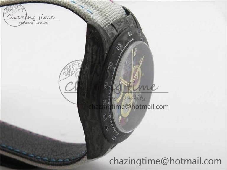 Daytona DIW Carbon OMF Best Edition Blue Pink White Dial on White Nylon Strap A4130