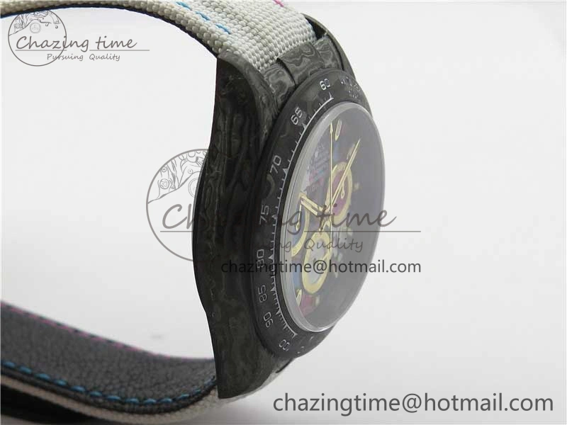 Daytona DIW Carbon OMF Best Edition Blue Pink White Dial on White Nylon Strap A4130