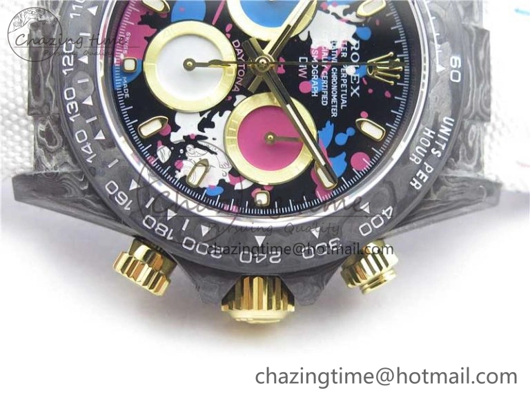 Daytona DIW Carbon OMF Best Edition Blue Pink White Dial on White Nylon Strap A4130