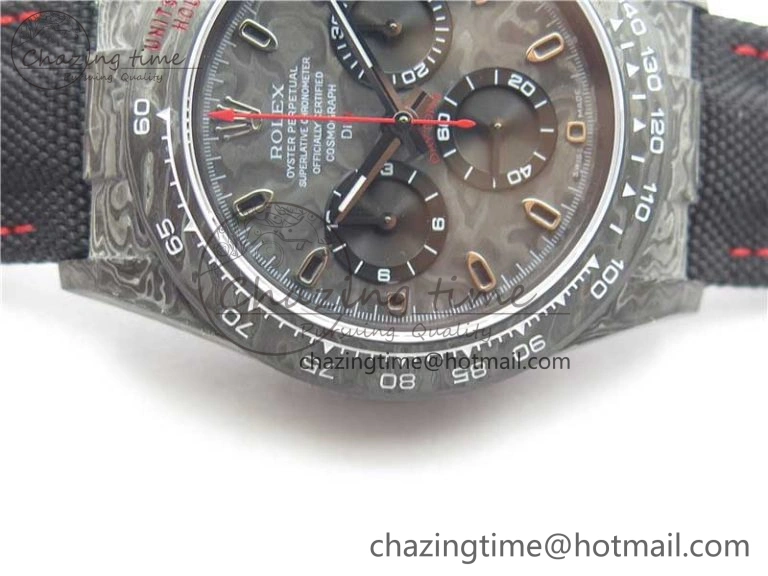 Daytona DIW Carbon OMF Best Edition Carbon Black Dial Red Hand on Black Nylon Strap A4130