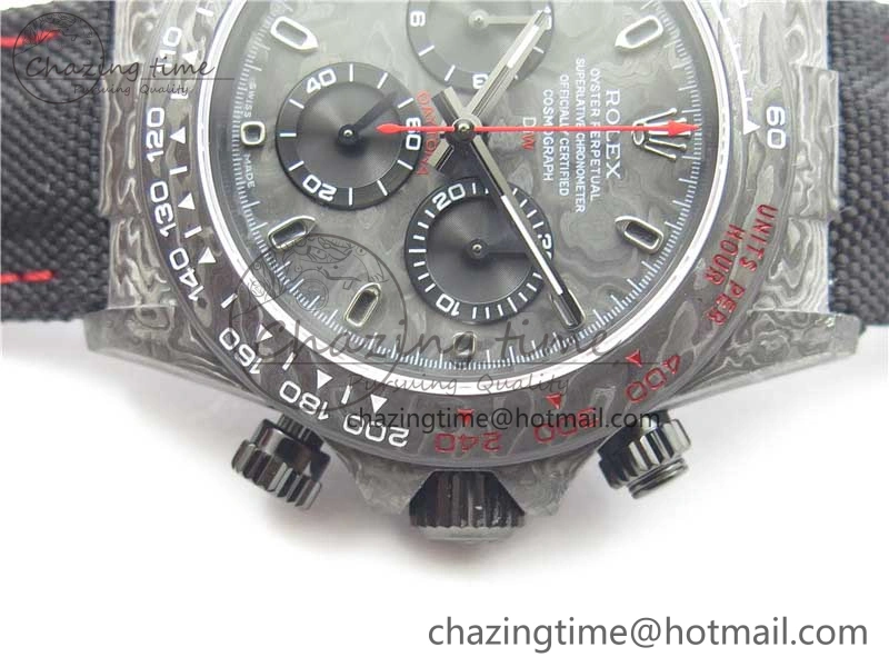 Daytona DIW Carbon OMF Best Edition Carbon Black Dial Red Hand on Black Nylon Strap A4130