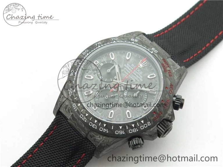 Daytona DIW Carbon OMF Best Edition Carbon Black Dial Red Hand on Black Nylon Strap A4130