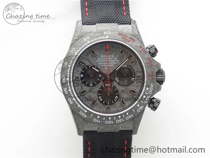Daytona DIW Carbon OMF Best Edition Carbon Black Dial Red Hand on Black Nylon Strap A4130