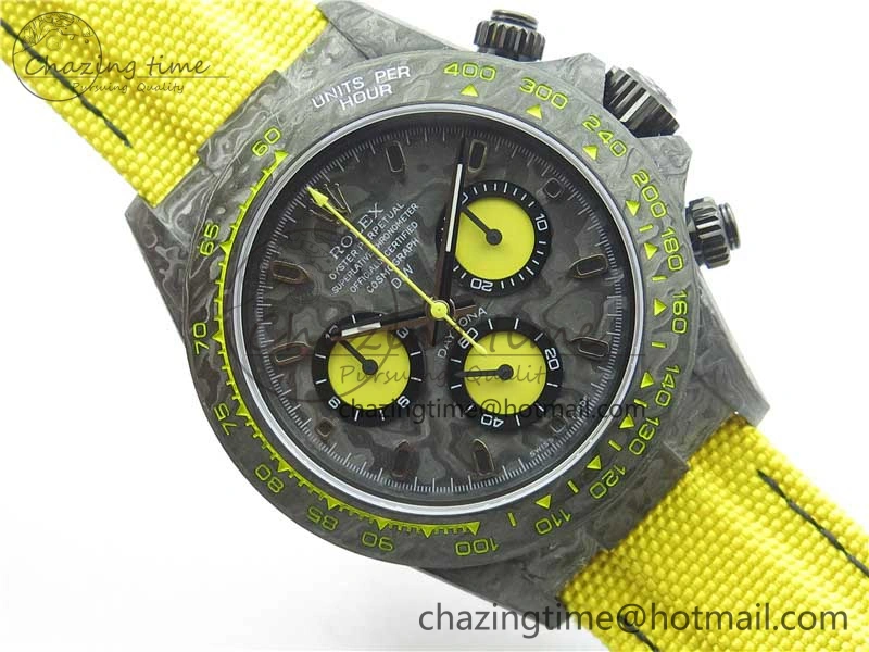 Daytona DIW Carbon OMF Best Edition Carbon Yellow Dial on Yellow Nylon Strap A4130