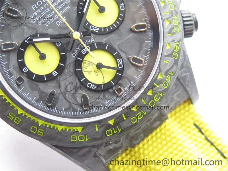 Daytona DIW Carbon OMF Best Edition Carbon Yellow Dial on Yellow Nylon Strap A4130