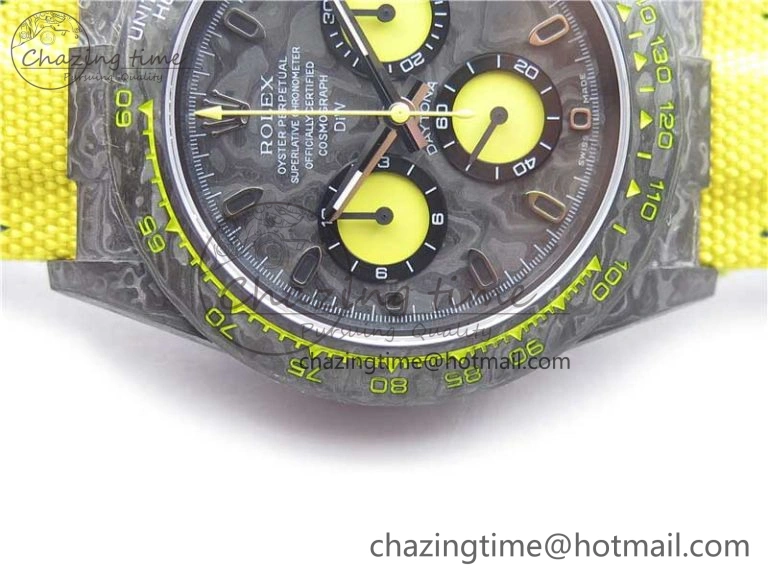 Daytona DIW Carbon OMF Best Edition Carbon Yellow Dial on Yellow Nylon Strap A4130