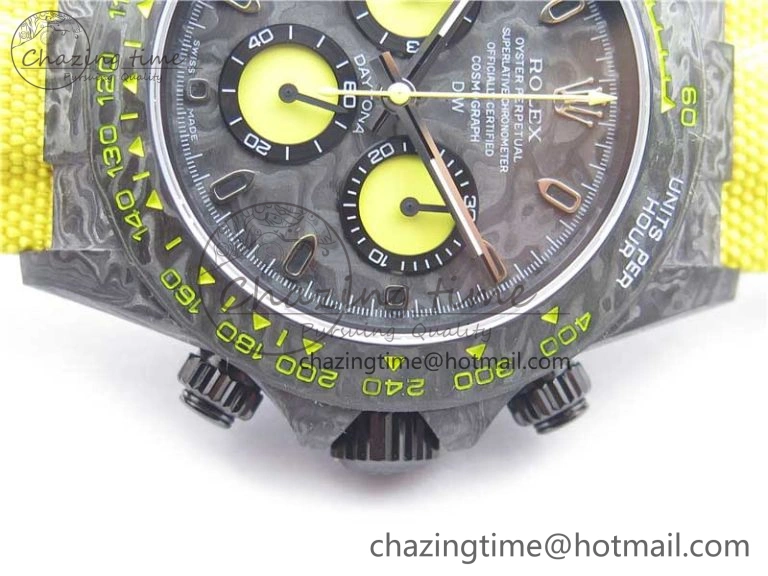 Daytona DIW Carbon OMF Best Edition Carbon Yellow Dial on Yellow Nylon Strap A4130