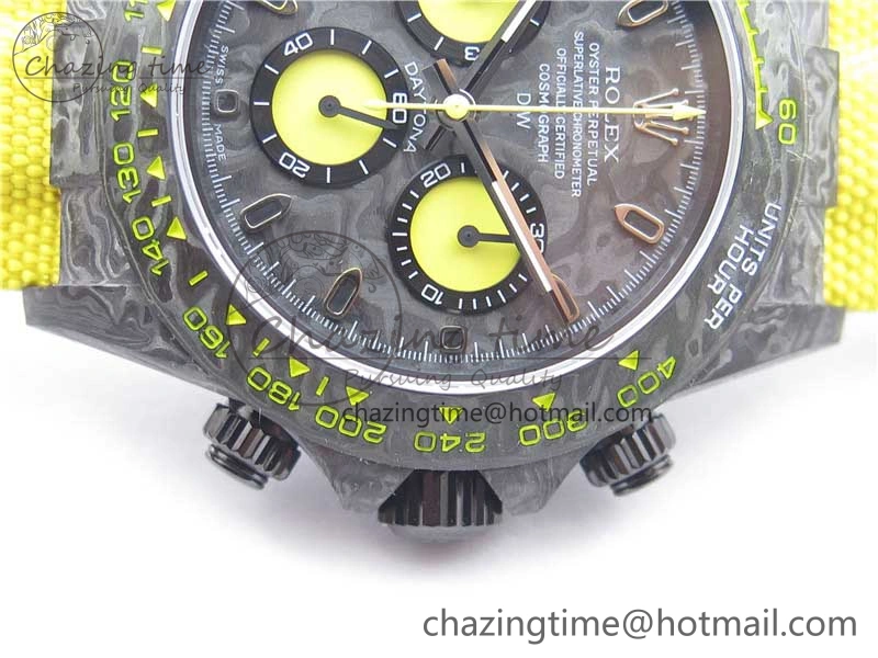 Daytona DIW Carbon OMF Best Edition Carbon Yellow Dial on Yellow Nylon Strap A4130