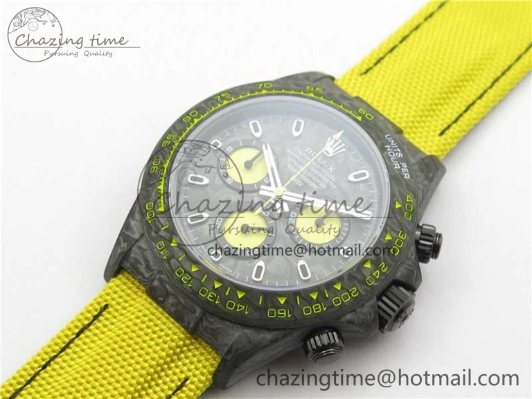Daytona DIW Carbon OMF Best Edition Carbon Yellow Dial on Yellow Nylon Strap A4130