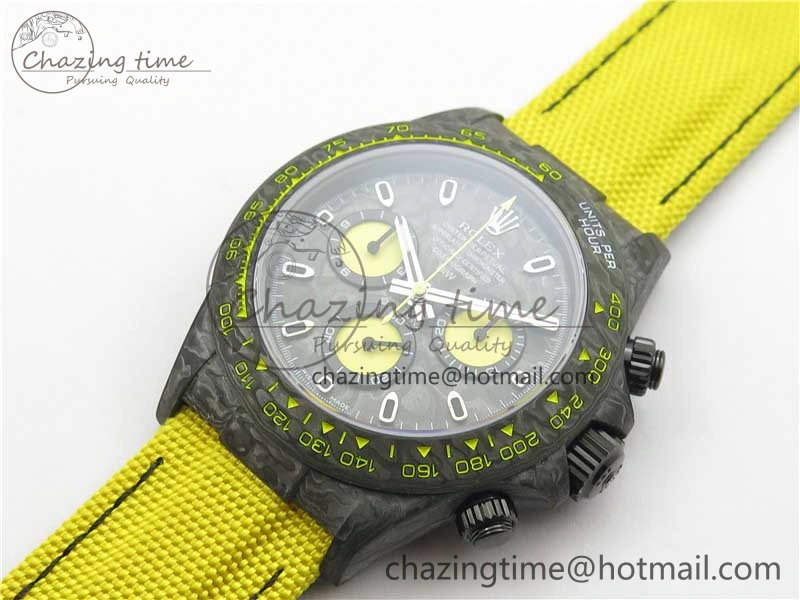 Daytona DIW Carbon OMF Best Edition Carbon Yellow Dial on Yellow Nylon Strap A4130