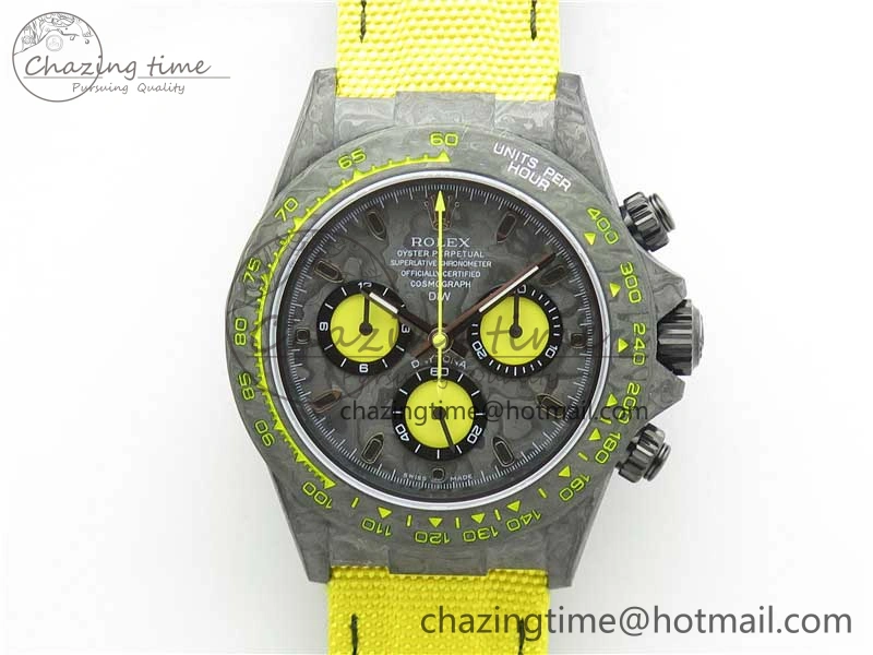 Daytona DIW Carbon OMF Best Edition Carbon Yellow Dial on Yellow Nylon Strap A4130