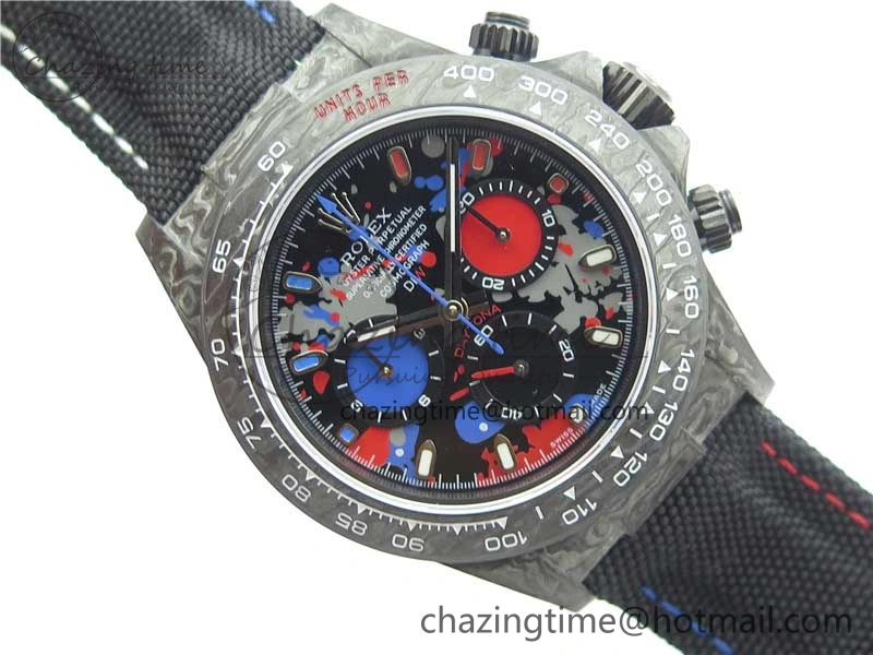 Daytona DIW Carbon OMF Best Edition Red Blue Dial Blue Hand on Black Nylon Strap A4130