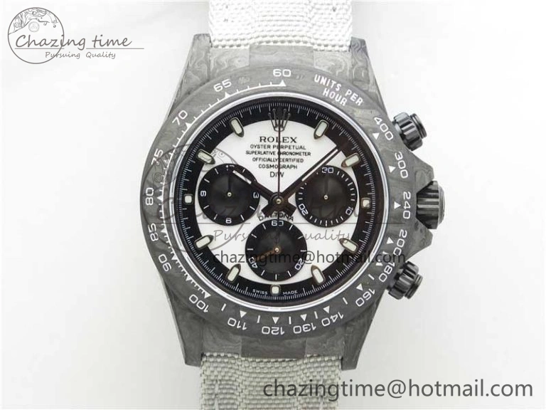 Daytona DIW Carbon OMF Best Edition White Dial on White Nylon Strap A4130