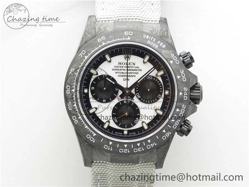 Daytona DIW Carbon OMF Best Edition White Dial on White Nylon Strap A4130