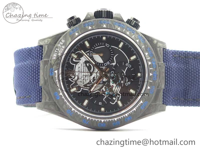 Daytona DIW Carbon V2 WWF Best Edition Black Dial On Dark Blue Nylon Strap A7750