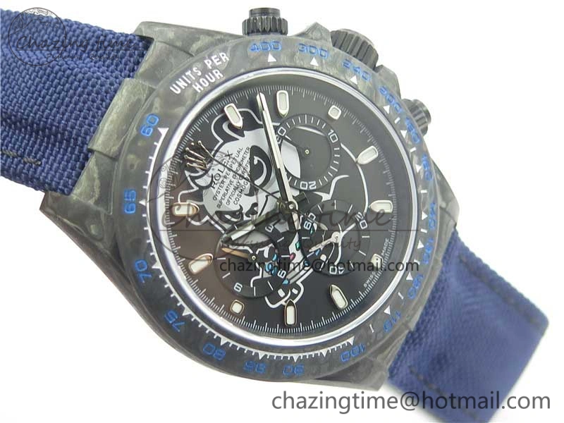 Daytona DIW Carbon V2 WWF Best Edition Black Dial On Dark Blue Nylon Strap A7750