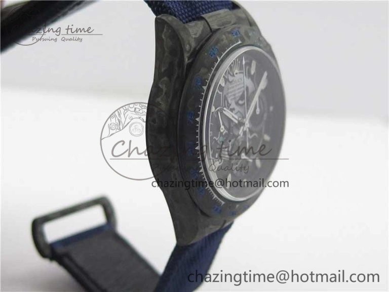 Daytona DIW Carbon V2 WWF Best Edition Black Dial On Dark Blue Nylon Strap A7750