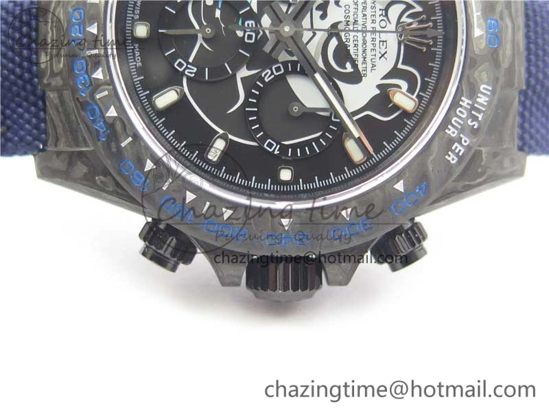 Daytona DIW Carbon V2 WWF Best Edition Black Dial On Dark Blue Nylon Strap A7750