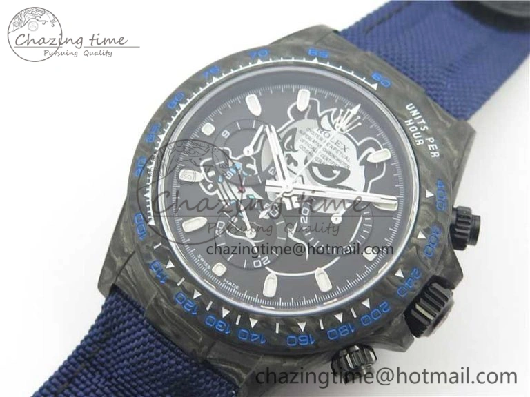 Daytona DIW Carbon V2 WWF Best Edition Black Dial On Dark Blue Nylon Strap A7750