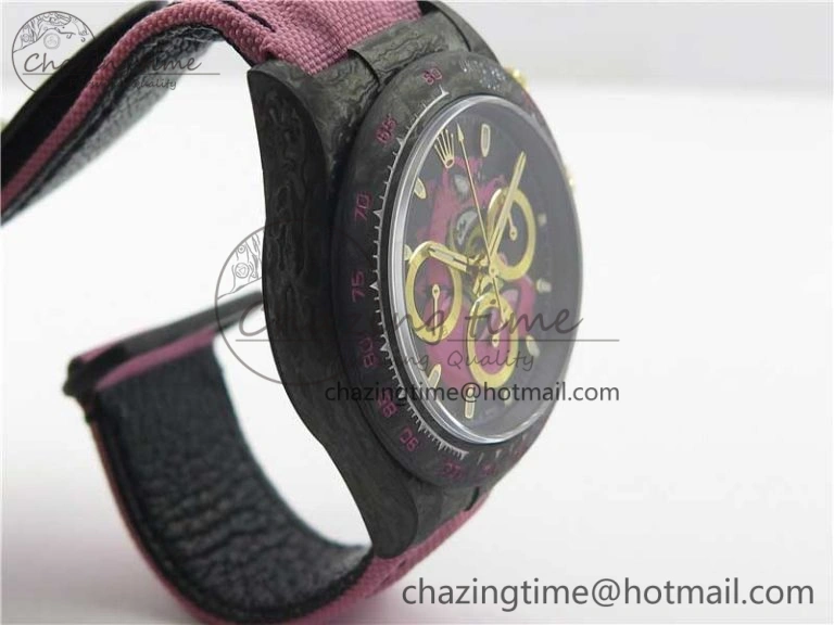 Daytona DIW Carbon V2 WWF Best Edition Black Pink Dial On Pink Nylon Strap A7750