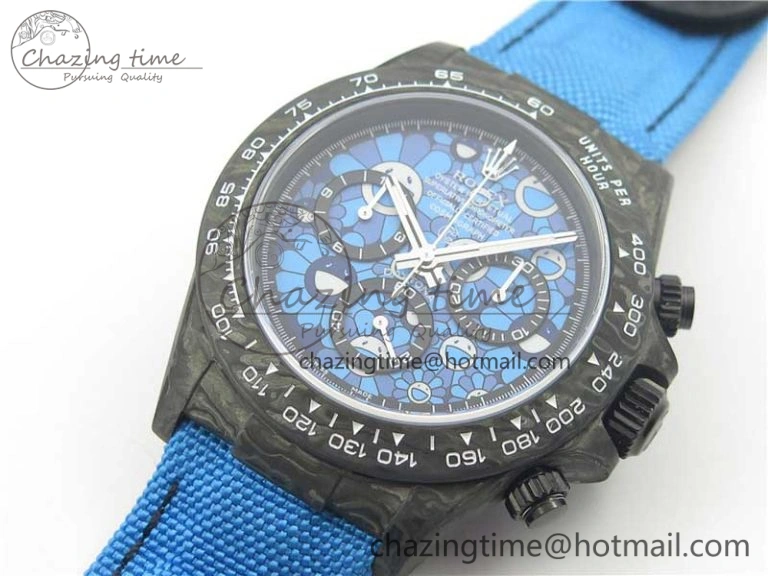 Daytona DIW Carbon V2 WWF Best Edition Blue Dial On Blue Nylon Strap A7750