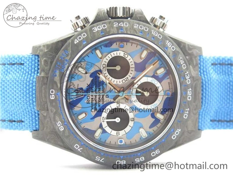 Daytona DIW Carbon V2 WWF Best Edition Camouflage Blue Dial On Blue Nylon Strap A7750