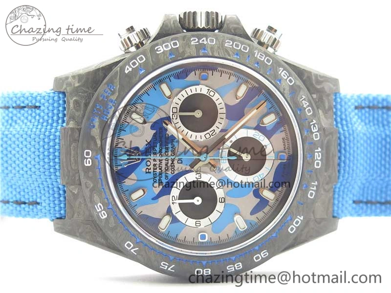 Daytona DIW Carbon V2 WWF Best Edition Camouflage Blue Dial On Blue Nylon Strap A7750