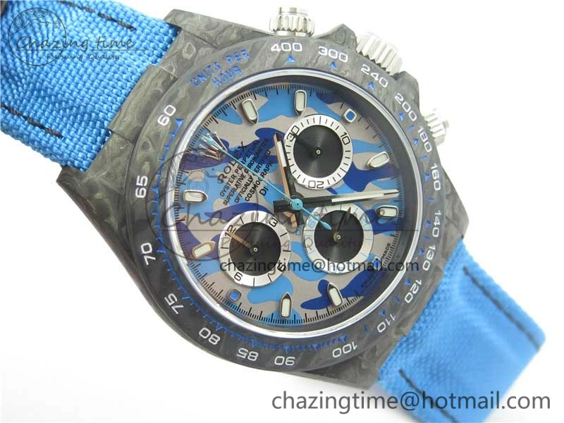 Daytona DIW Carbon V2 WWF Best Edition Camouflage Blue Dial On Blue Nylon Strap A7750