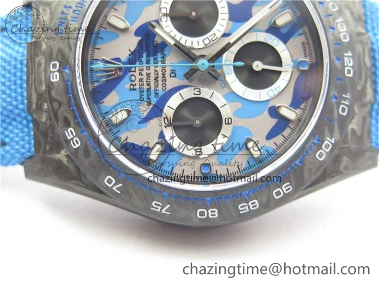 Daytona DIW Carbon V2 WWF Best Edition Camouflage Blue Dial On Blue Nylon Strap A7750