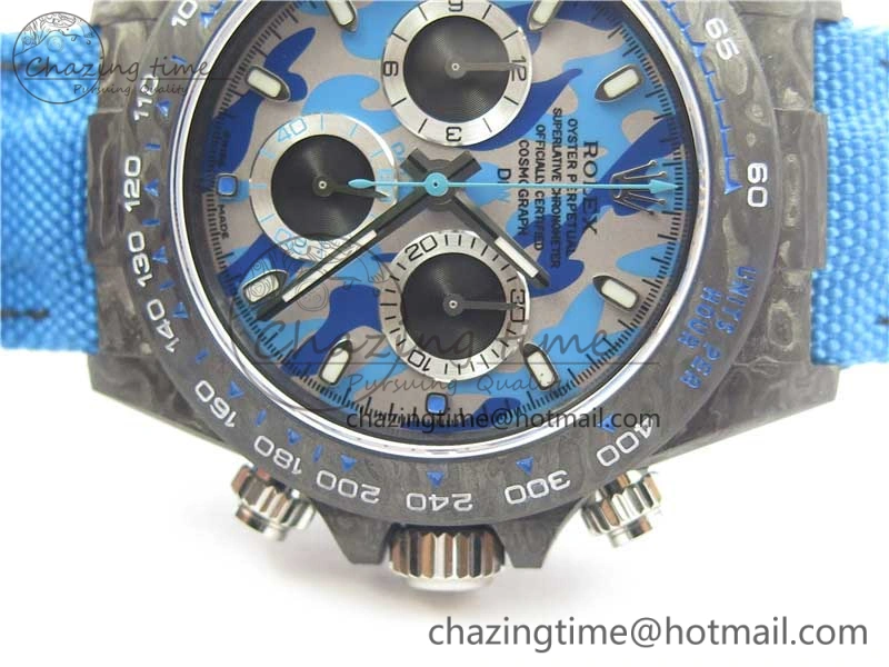 Daytona DIW Carbon V2 WWF Best Edition Camouflage Blue Dial On Blue Nylon Strap A7750