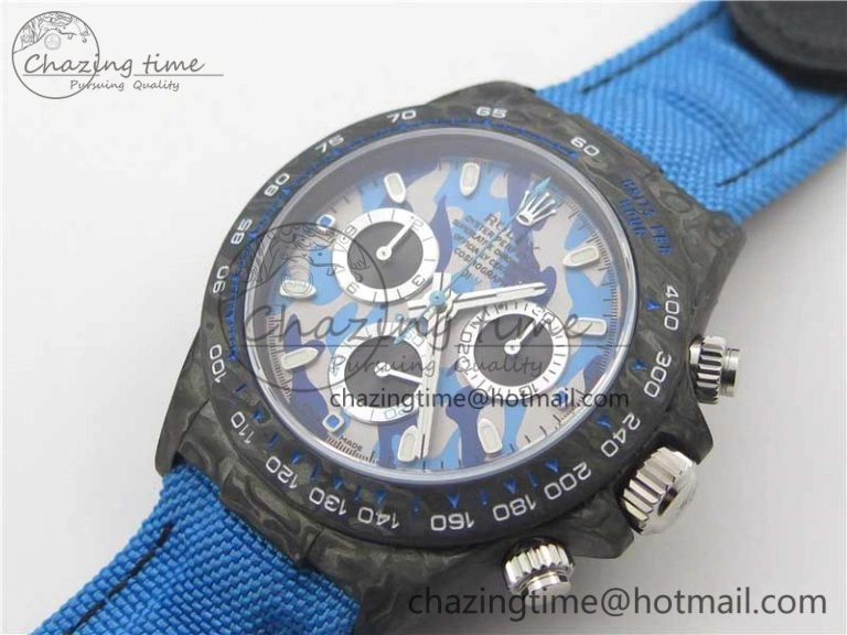 Daytona DIW Carbon V2 WWF Best Edition Camouflage Blue Dial On Blue Nylon Strap A7750