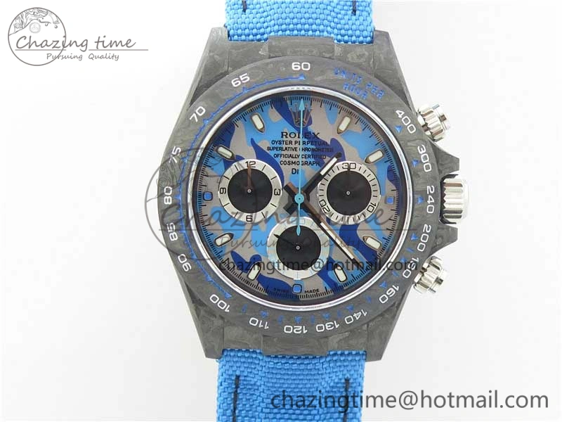 Daytona DIW Carbon V2 WWF Best Edition Camouflage Blue Dial On Blue Nylon Strap A7750