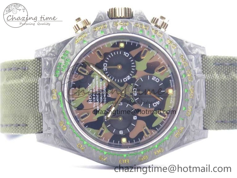 Daytona DIW Carbon V2 WWF Best Edition Camouflage Green Dial On Green Nylon Strap A7750