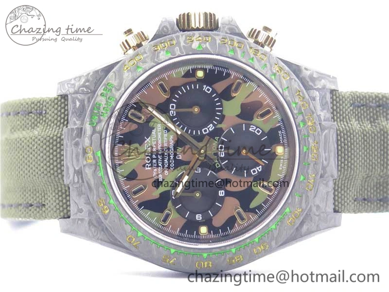 Daytona DIW Carbon V2 WWF Best Edition Camouflage Green Dial On Green Nylon Strap A7750