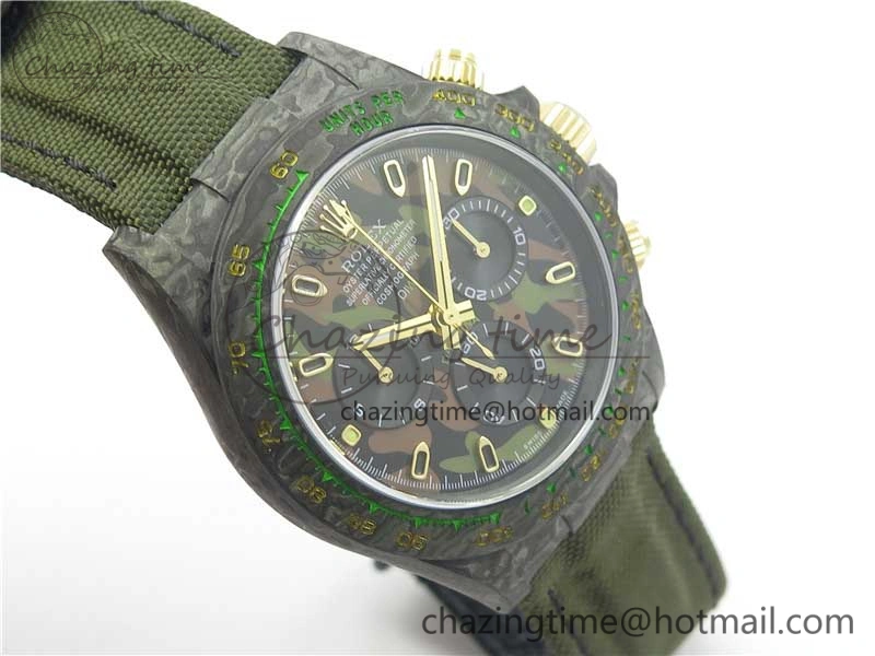 Daytona DIW Carbon V2 WWF Best Edition Camouflage Green Dial On Green Nylon Strap A7750