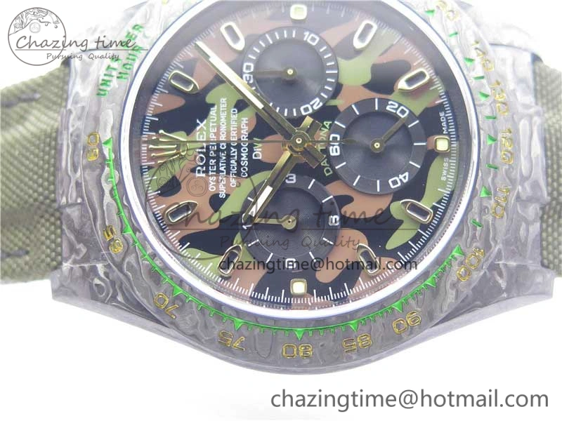 Daytona DIW Carbon V2 WWF Best Edition Camouflage Green Dial On Green Nylon Strap A7750