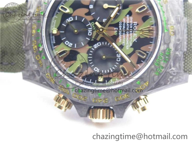 Daytona DIW Carbon V2 WWF Best Edition Camouflage Green Dial On Green Nylon Strap A7750