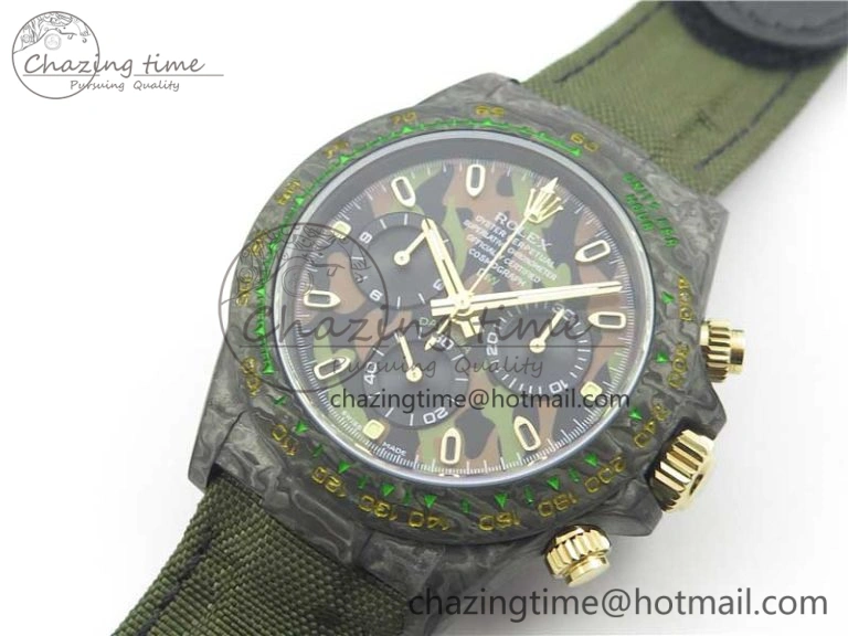 Daytona DIW Carbon V2 WWF Best Edition Camouflage Green Dial On Green Nylon Strap A7750