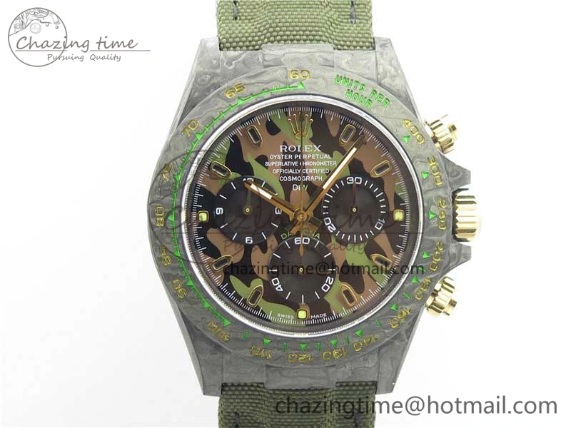 Daytona DIW Carbon V2 WWF Best Edition Camouflage Green Dial On Green Nylon Strap A7750