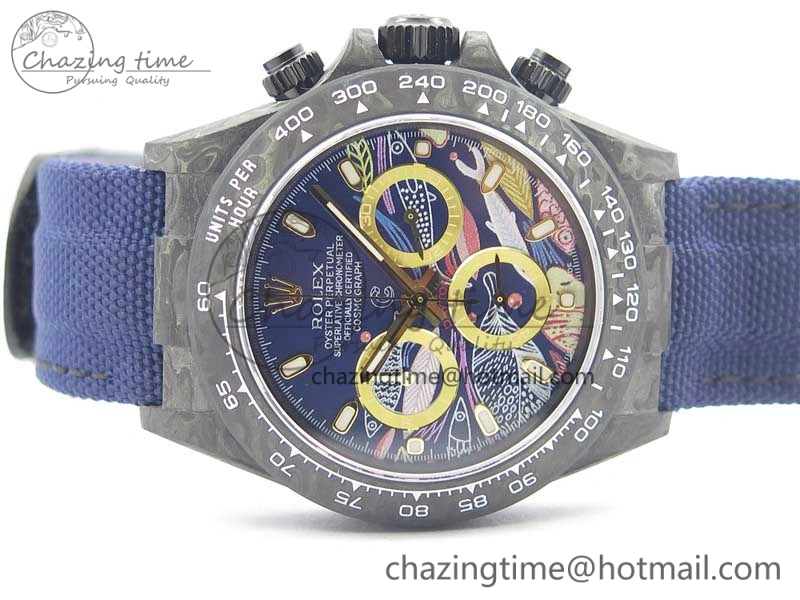 Daytona DIW Carbon V2 WWF Best Edition Dark Blue Dial On Dark Blue Nylon Strap A7750